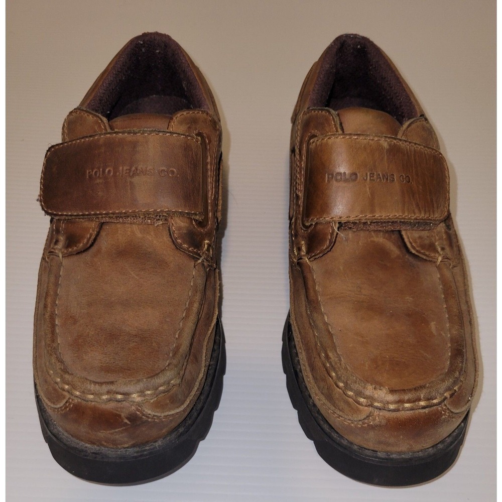 Polo Jeans Ralph Lauren Sport Low Top Brown Leather Boat Shoe‎ Boots Strap On 8D